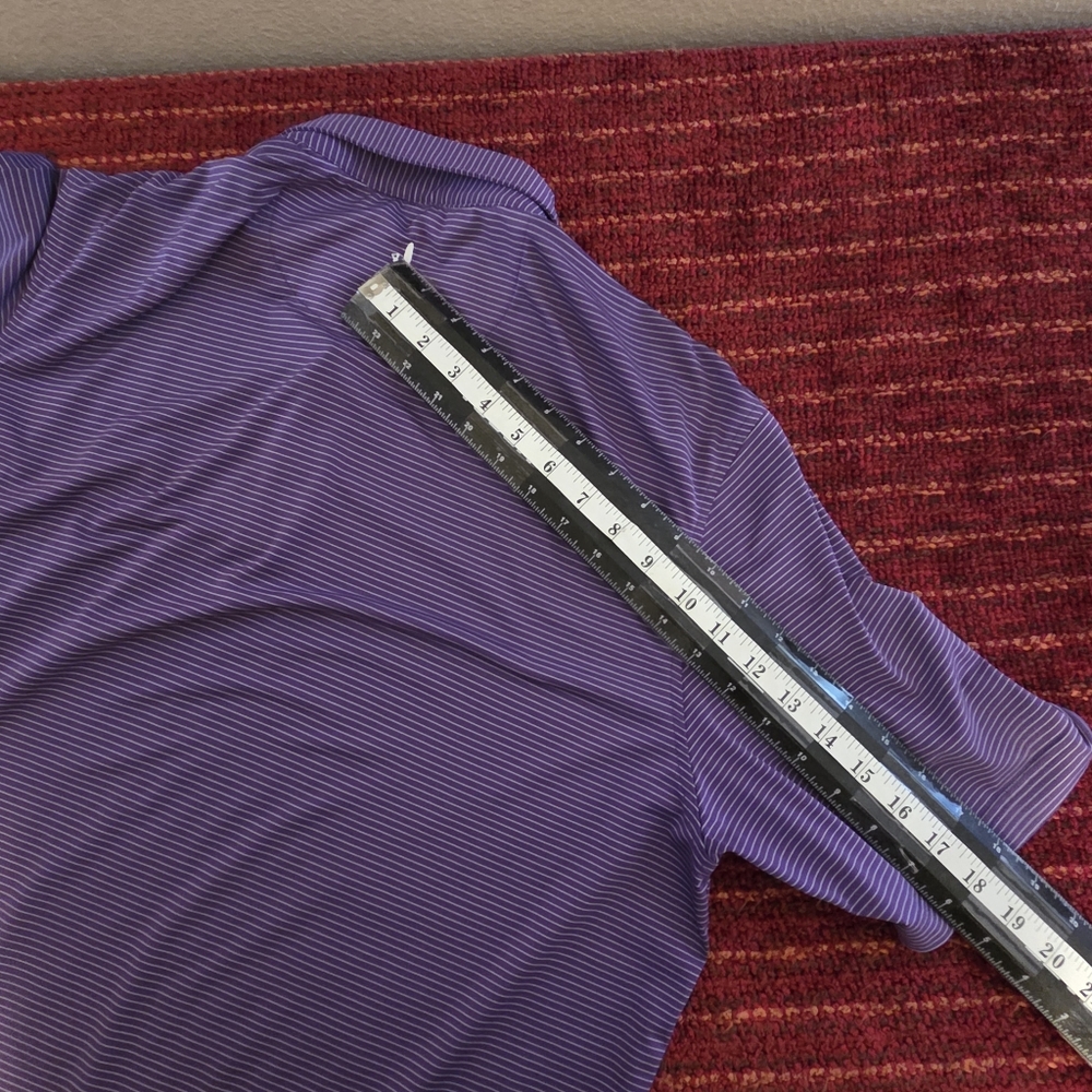 Johnnie-O Gonzaga Polo Large Purple Stripe Golf Stretch Athletic - Picture 7 of 8